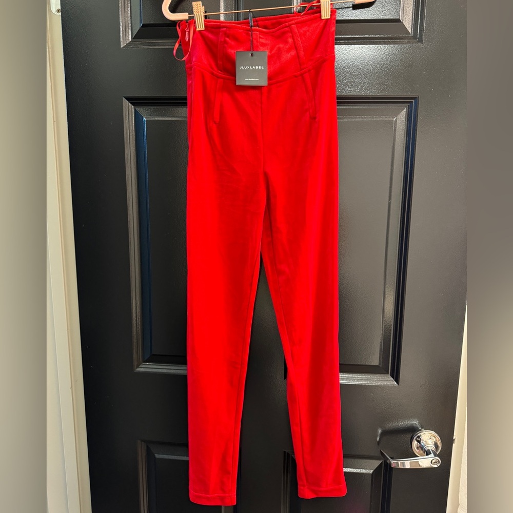 Red JLUXLABEL velour high waisted leggings